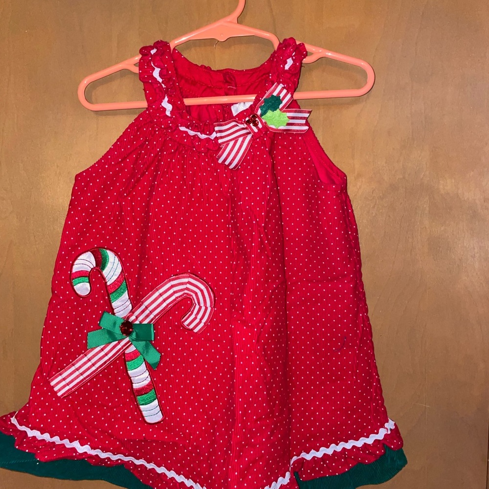Rare Edition Girls Sleeveless Holiday Dress Red White Polka Dots Size 24M